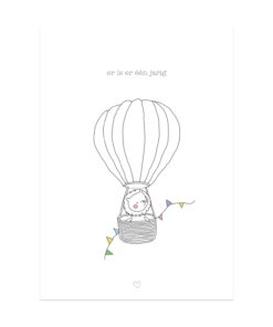 Wenskaart Luchtballon - verjaardagskaart voor kinderen - Letters & Lijnen